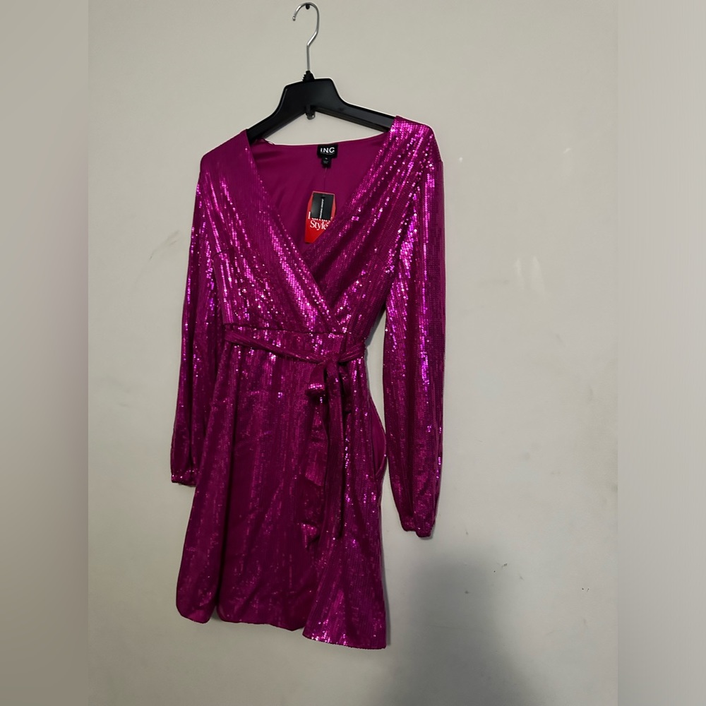 Pink Sequin Wrap dress